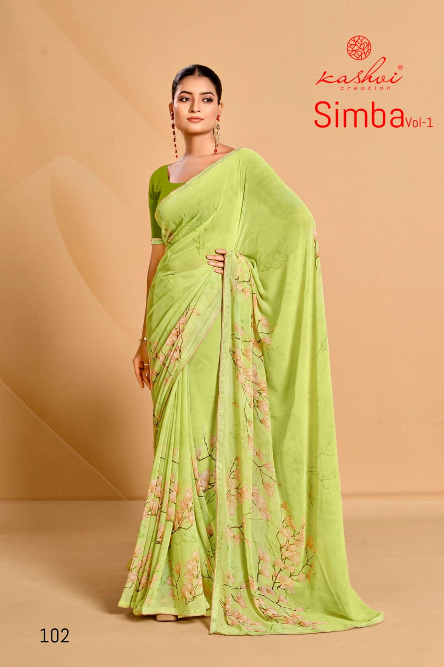 SIMBA VOL 01 By Kashvi Printed Georgette Sarees Wholesale Market In Surat